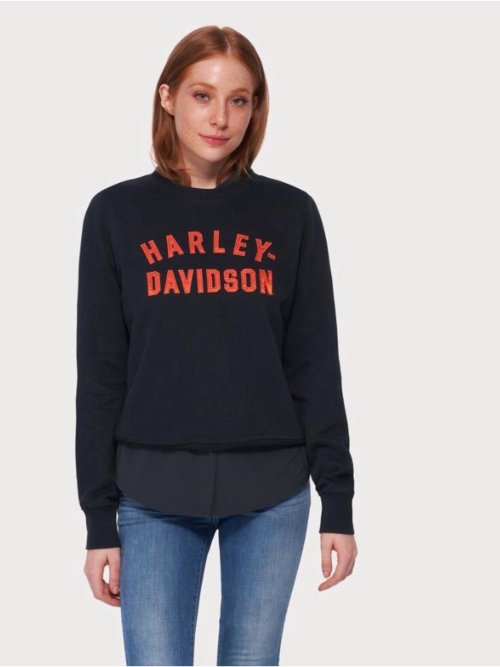 Harley-Davidson Black Sweatshirt with Orange Lettering